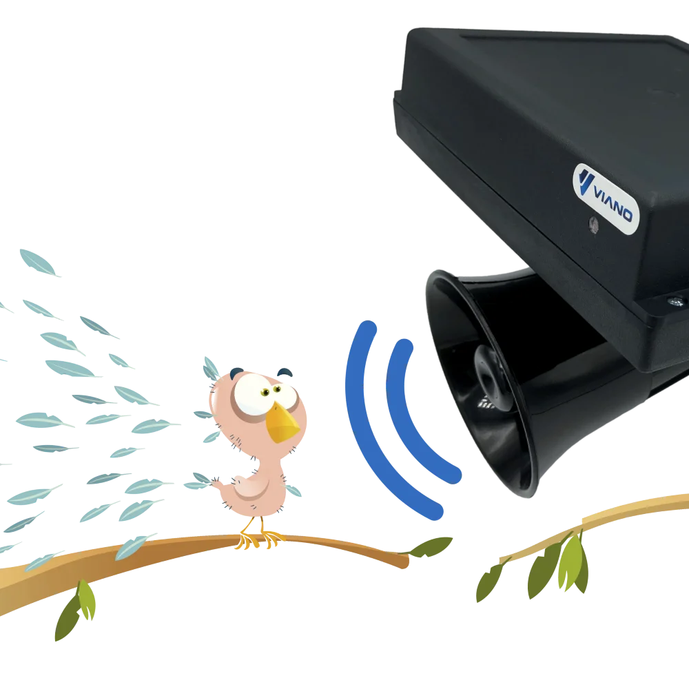 ptak odstraszony przez odstraszacz ptaków VIANO